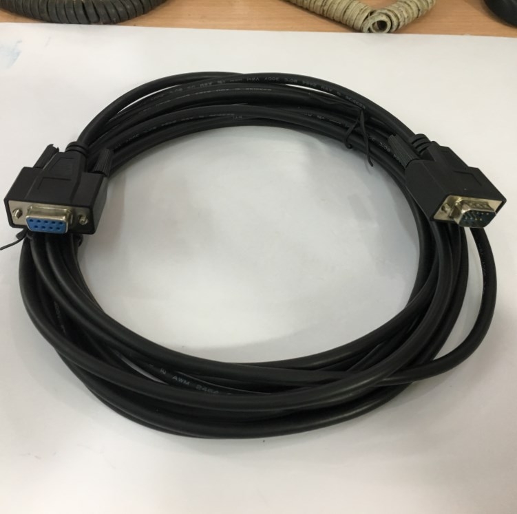 Cáp Máy In Vẽ Cắt Công Nghiệp May Mặc Portrait TW-1800P DB9 Male to DB9 Female Serial Printer Cable RS232 PVC Black Length 5M