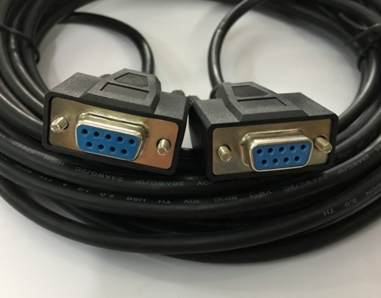 Cáp Kết Nối Cổng Com RS232 Hai Đầu Âm Chuẩn Chéo Simple Null Modem With Out Handshaking RS232 DB9 Female to RS232 DB9 Female Cable Multi-Conductor 30V 28AWG Black Length 8M