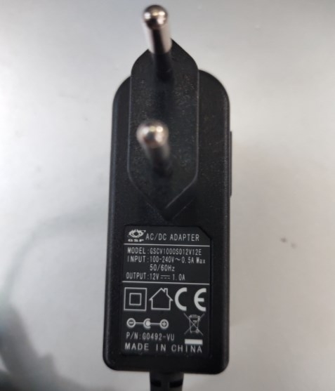Adapter 12V 1A GSP GSCV1000SO12V12E Connector Size 5.5mm x 2.1mm
