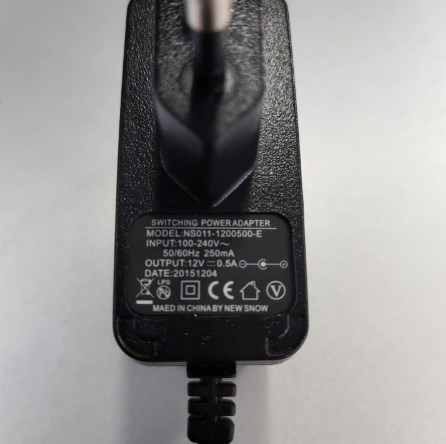 Adapter 12V 0.5A NS011-1200500-E Connector Size 5.5mm x 2.1mm