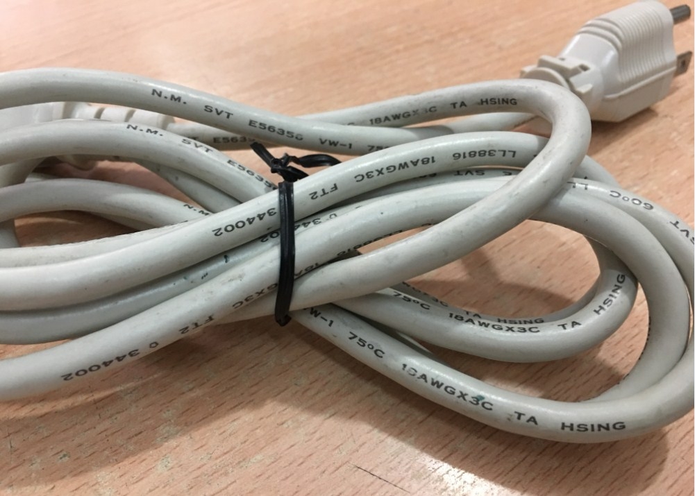 Dây Nguồn  TA SHING TA-3 TA-5 E74893 NEMA 5-15P to C13 AC Power Cord 7A 125V 3X0.75mm 18AWG Grey Length 1.8M