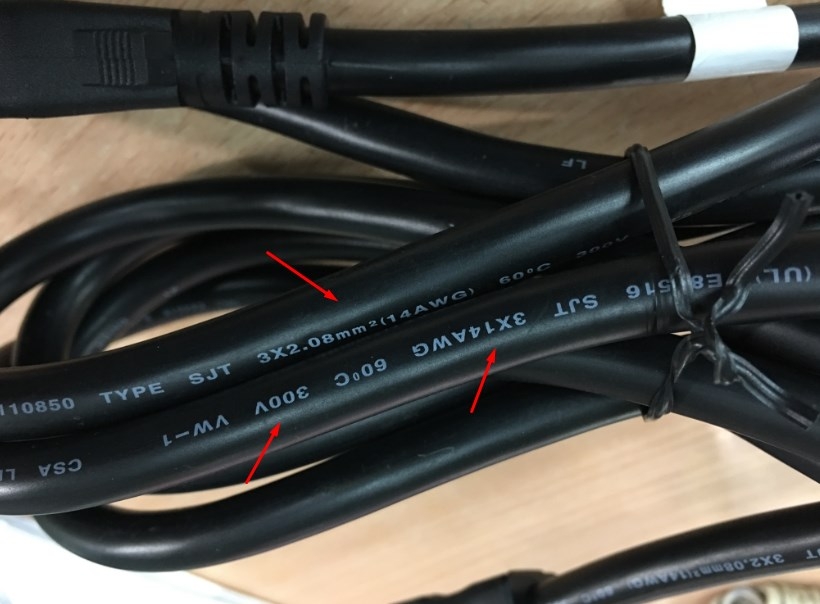 Dây Nguồn VOLEX E62405SP PS204 V1625BS NEMA 5-15P To C13 AC Power Cord 15A 125V 3x2.08mm 14AWG Length 2M