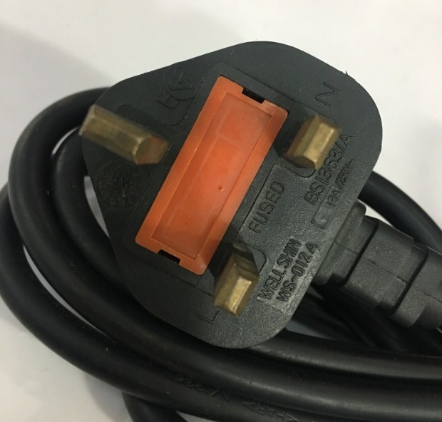 Dây Nguồn WELL SHIN WS-012A WS-002 UK Chuẩn 3 Chấu Có Cầu Chì AC Power Cord BS1363 to C13 10A 250V 3X1.0mm Length 2.5M