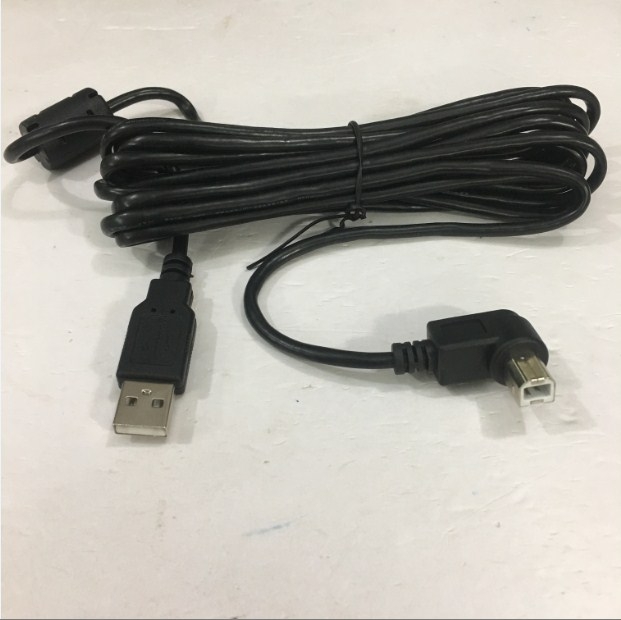 Cáp Máy In Tem Nhãn Công Nghiệp GODEX EZ 6300 Plus AWM Style 2725 USB 2.0 A-B Printer Cable 28AWG Black Left Angle B Góc Chữ L 90 Độ Vuông Sang Góc Trái Length 3M