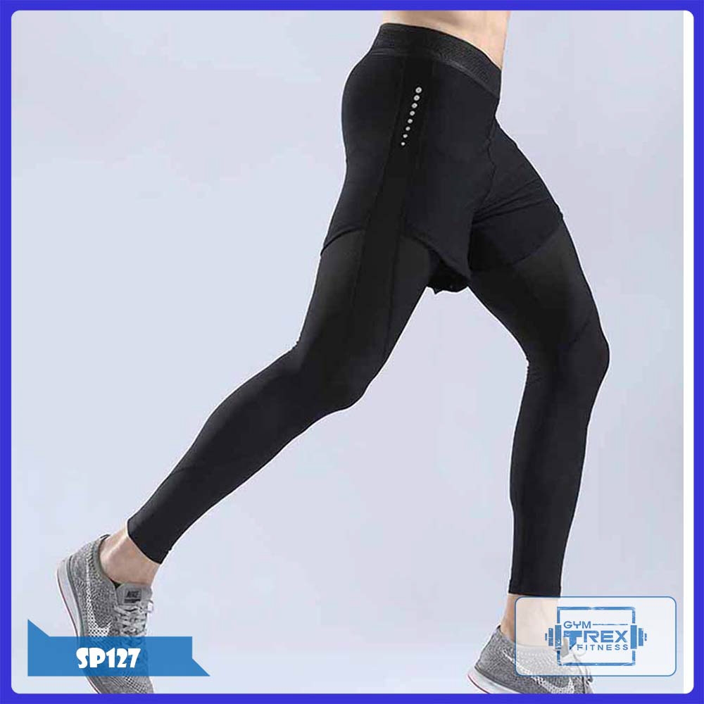 Quần đui Tập Gym 2 Lớp Liền Legging Liexing Sp127 Quần Thể Thao Nam Lot Legging Gym T Rex Gym T Rex