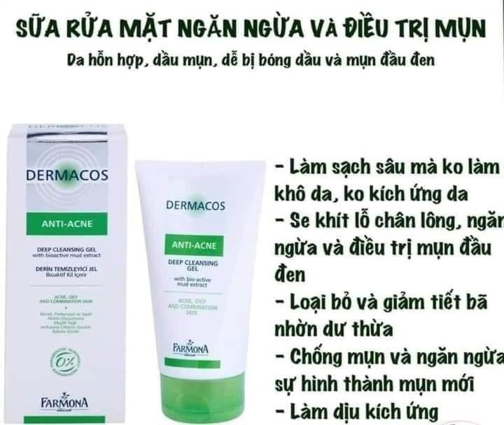 Sữa rửa mặt Dermacos Anti Acne Deep Cleansing Gel