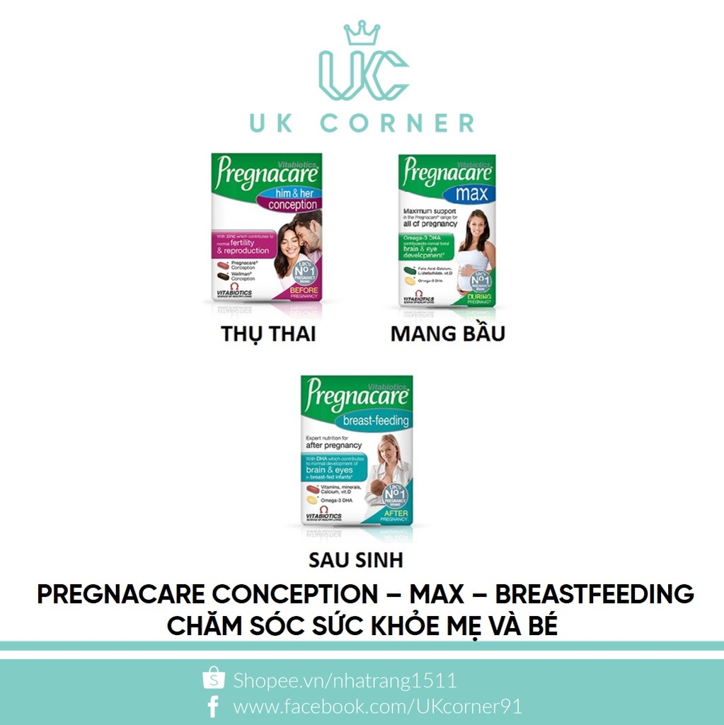Vien Uống Tổng Hợp Cho Ba Bầu Vitabiotics Pregnacare Max Uk Corner Store