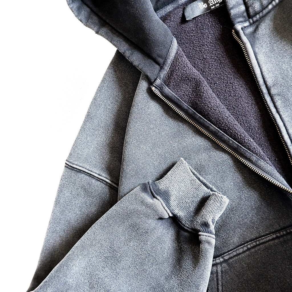Áo Nỉ Hoodie Zip Dáng Boxy Màu Washed