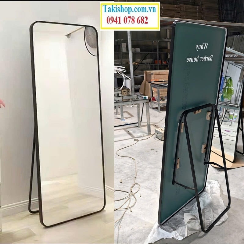 gương có chân đỡ, khung viền nhôm
