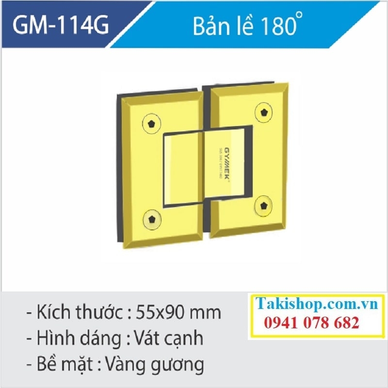 bản lề phòng tắm 180 độ màu vàng hãng gymek