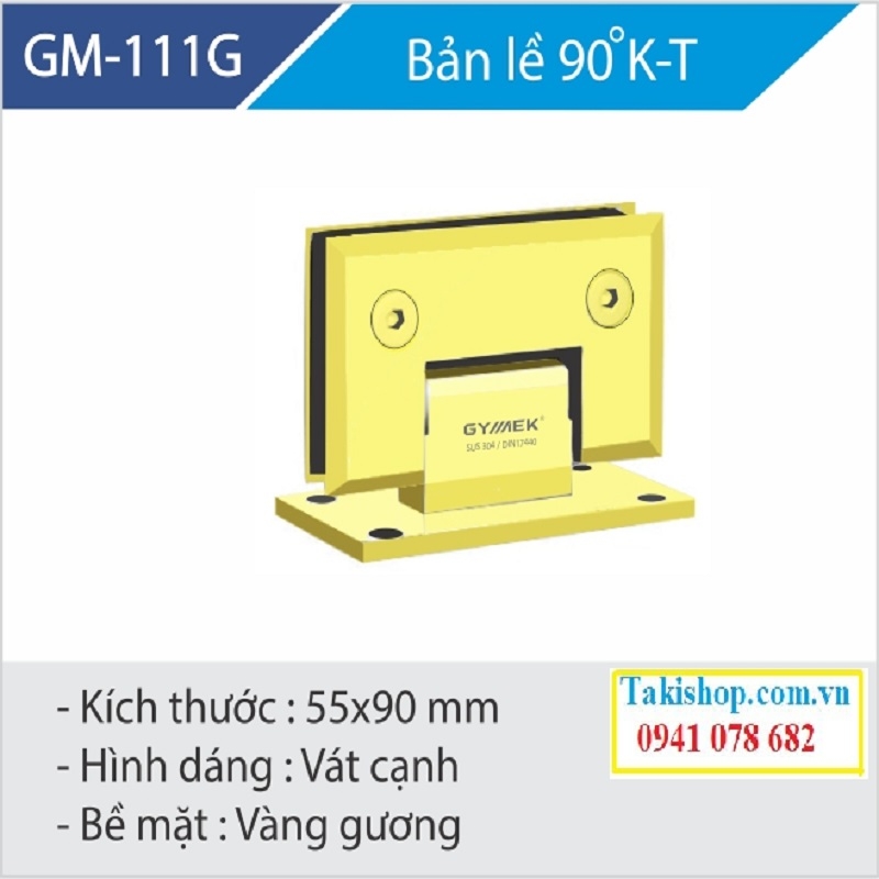 bản lề phòng tắm 90 độ kính tường màu vàng gm 111g hãng gymek