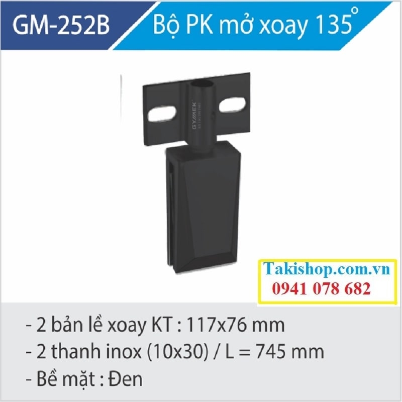 bản lề mở xoay 135 độ màu đen phòng tắm kính hãng gymek