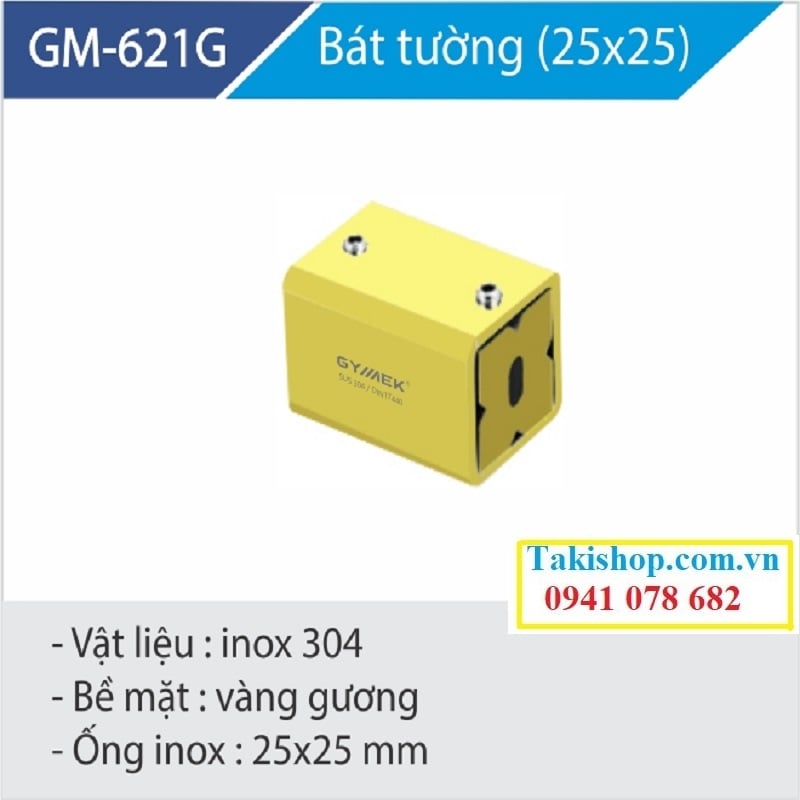 bát tường hộp vuông 25x25 phòng tắm kính màu trắng hãng Gymek