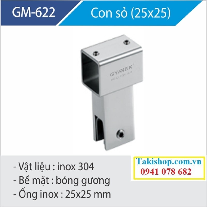 con sỏ hộp vuông 25x25 màu trắng phòng tắm kính hãng Gymek