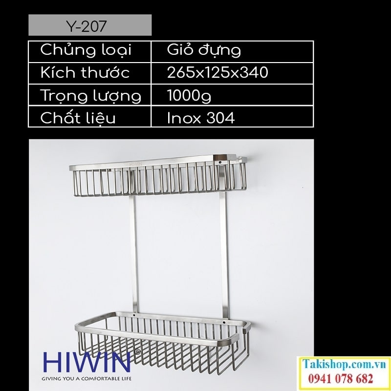 Cung cấp giỏ để đồ hình chữ nhật inox 304 cao cấp Hiwin Y-207