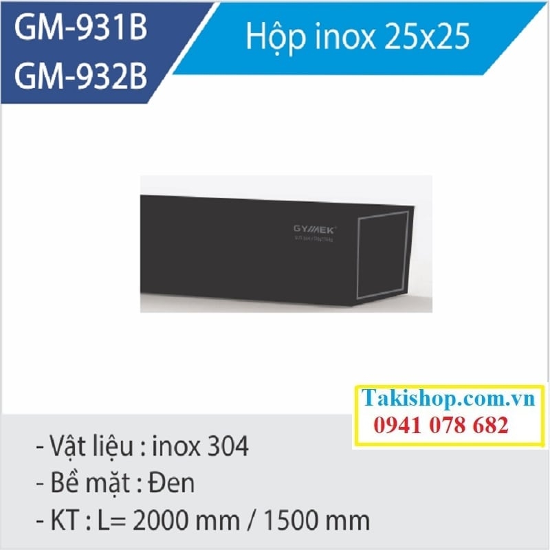 giằng inox hộp vuông 25x25 phòng tắm kính màu đen hãng Gymek