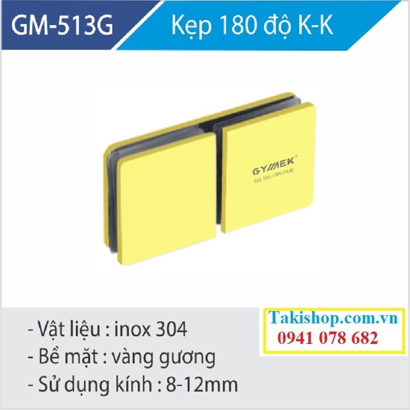kẹp kính phòng tắm 180 độ màu vàng hãng gymek