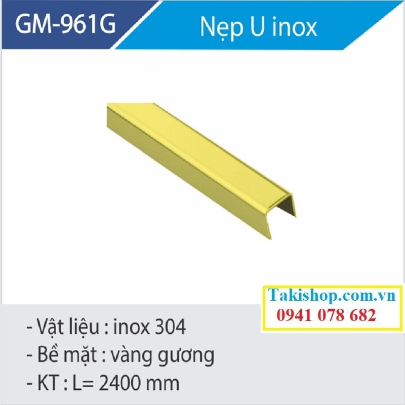 nẹp u inox giữ kính phòng tắm kính màu vàng hãng gymek