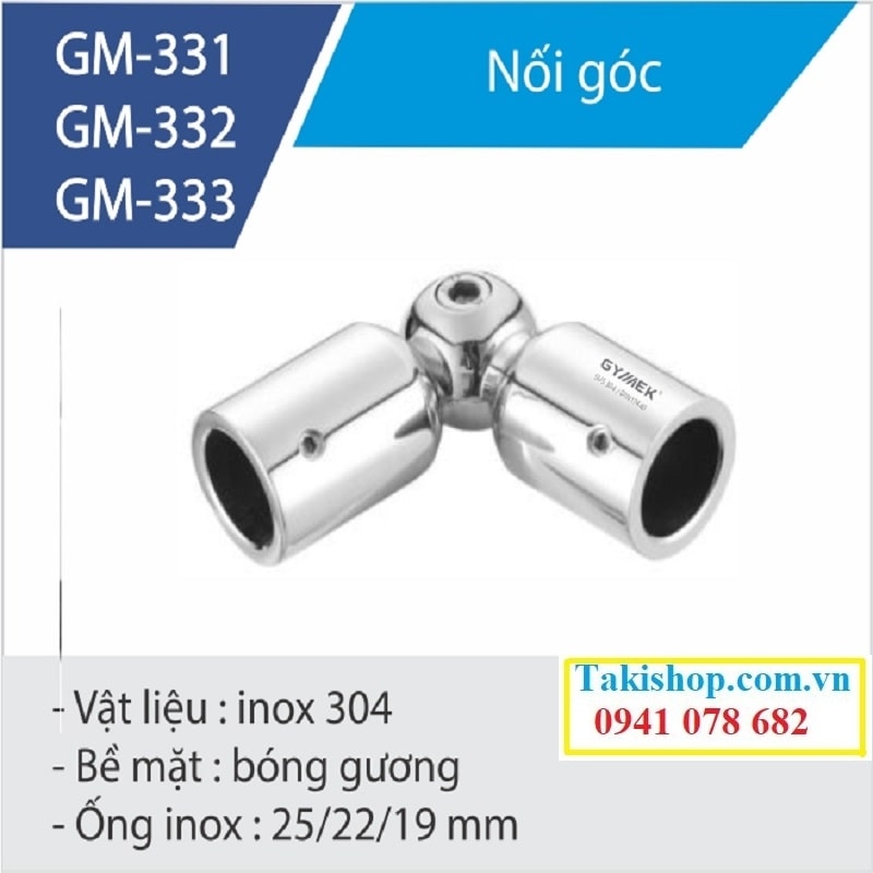 nối góc chếch ống tròn d25 phòng tắm kính màu trắng hãng gymek