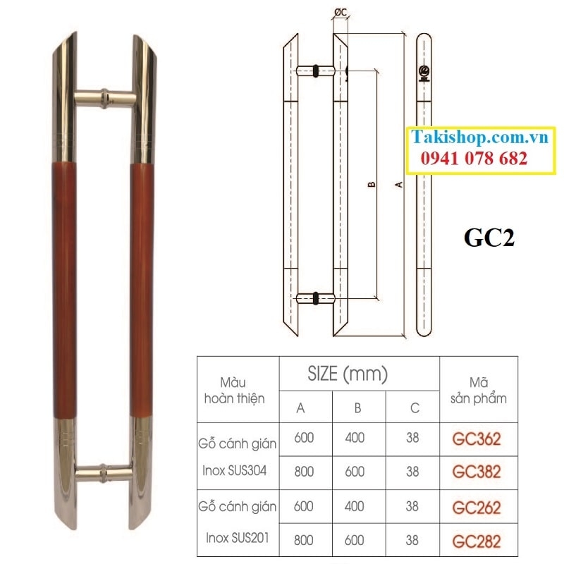 Tay nắm inox gỗ roy gc2 rẻ đẹp