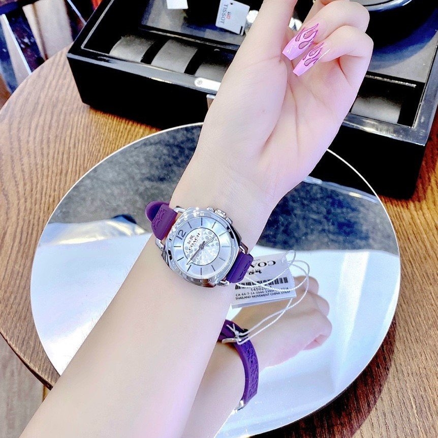 Đồng Hồ Nữ Coach 14502091 Dây Silicon Tím Silver Chính Hãng Shop - Main Image