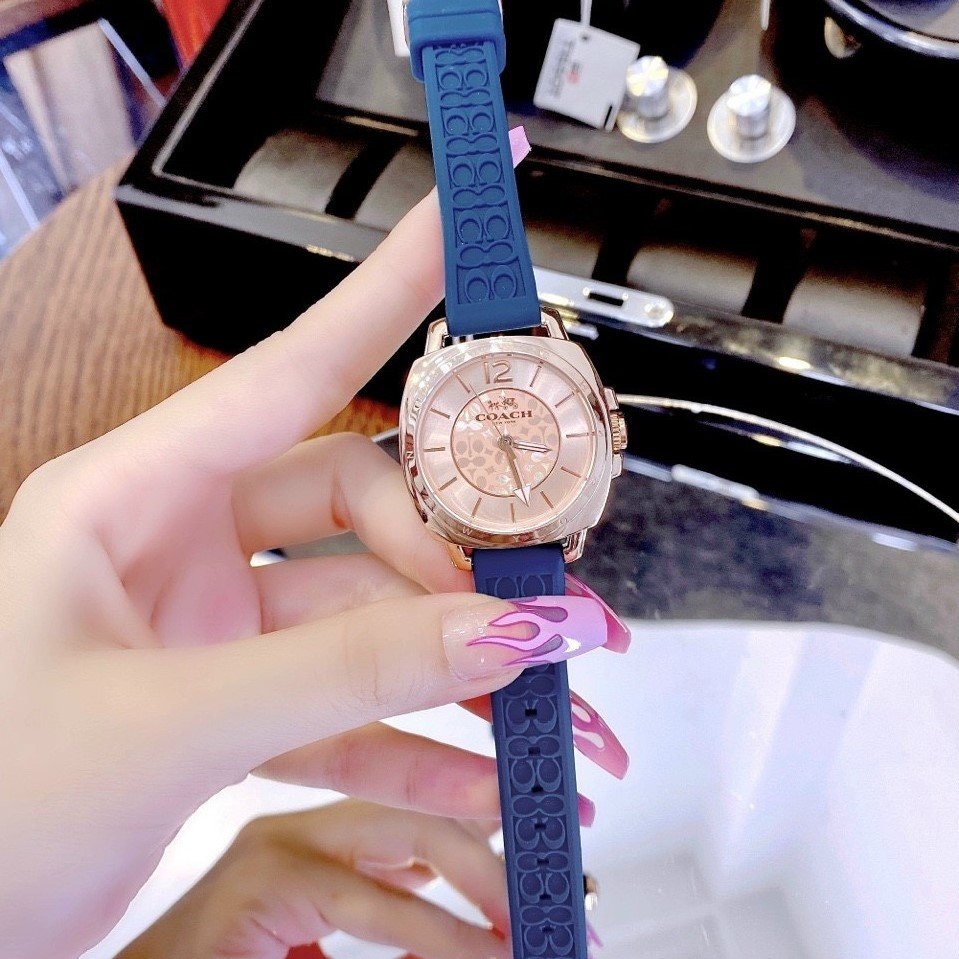 Đồng Hồ Coach 14502095 Dây Silicon Xanh Rose Gold Chính Hãng Shop