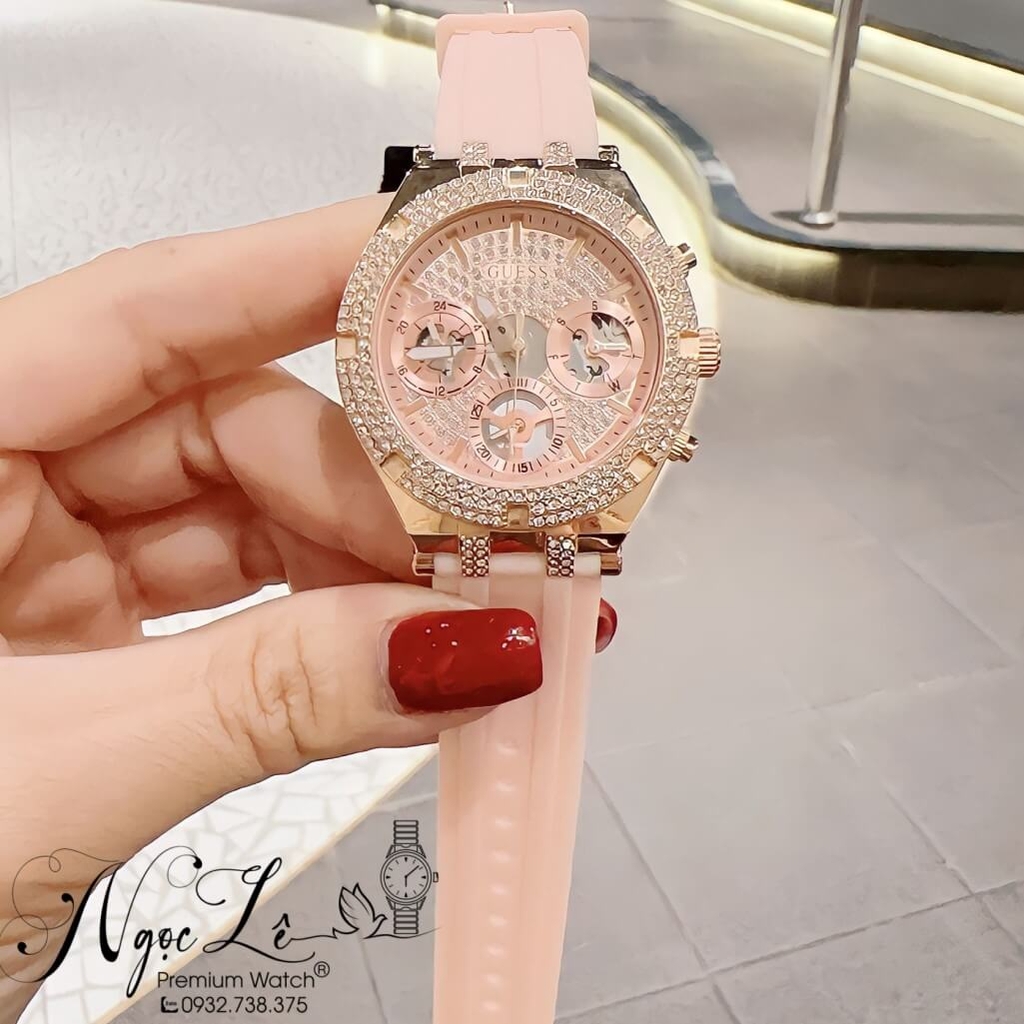 Đồng Hồ Nữ Guess GW0407L3 Dây Silicon Hồng 38mm Chính Hãng US Shop