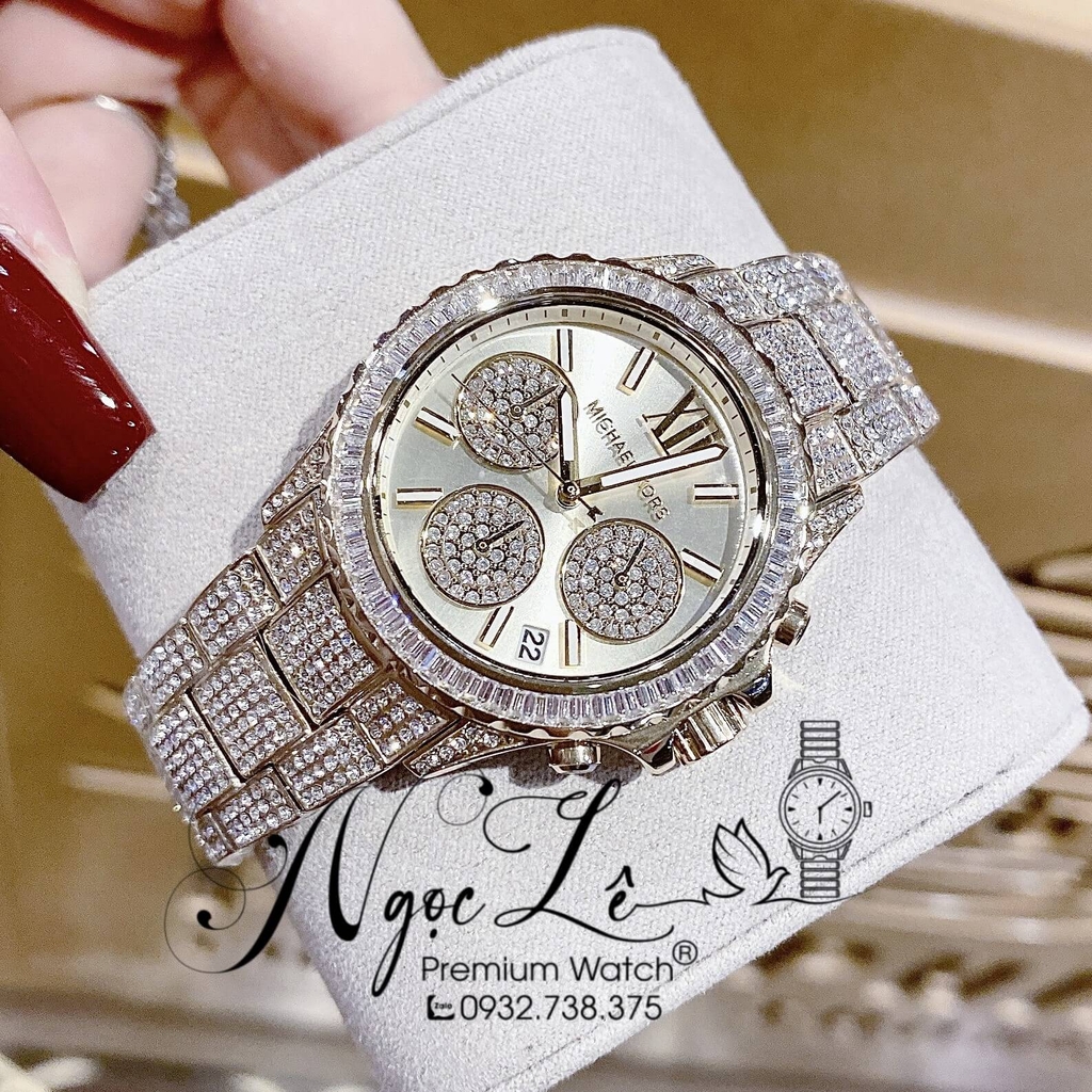 Đồng Hồ Michael Kors Everest MK7254 Nữ Dây Kim Loại Vàng Đính Đá 36mm ...