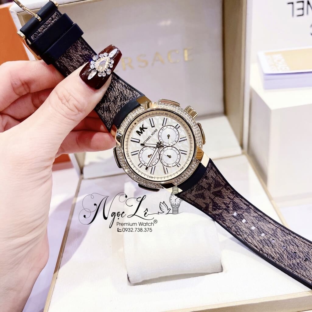 Đồng Hồ Nữ Michael Kors Oversized Pavé MK6948 Dây Da Nâu Size 42mm Shop ...