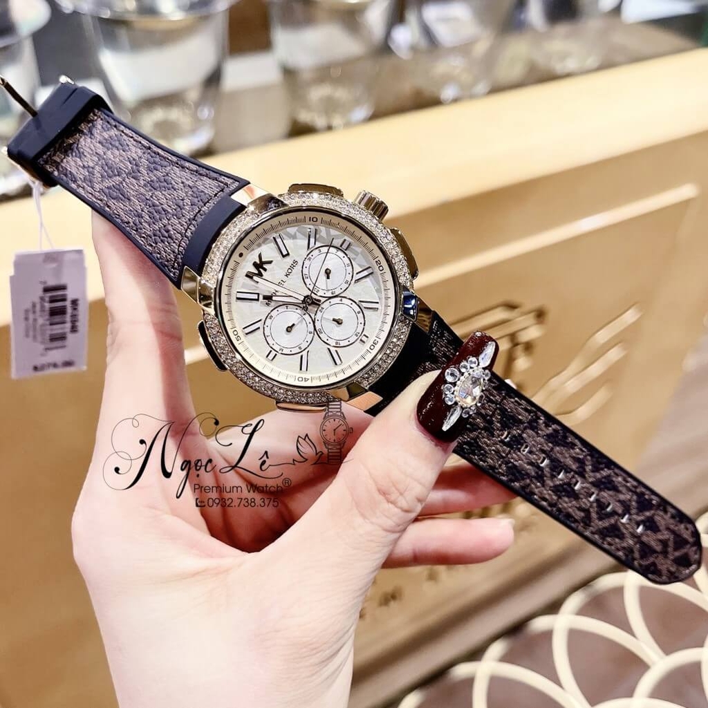 Đồng Hồ Nữ Michael Kors Oversized Pavé MK6948 Dây Da Nâu Size 42mm Shop ...