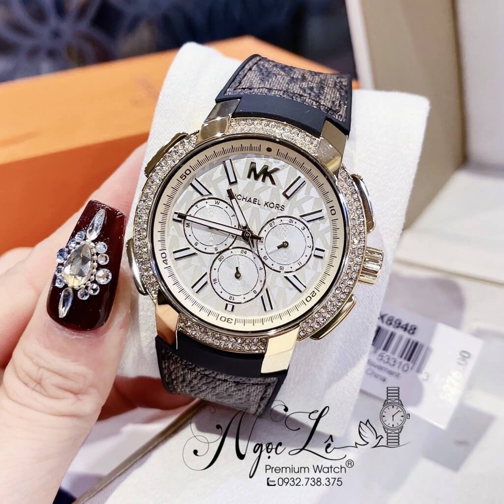 Đồng Hồ Nữ Michael Kors Oversized Pavé MK6948 Dây Da Nâu Size 42mm Shop ...