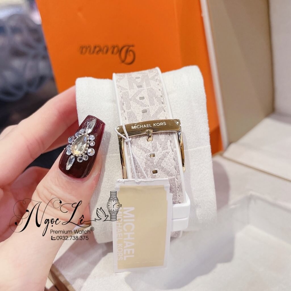 Đồng Hồ Nữ Michael Kors Oversized MK7221 Dây Da Trắng Kem 42mm Shop ...