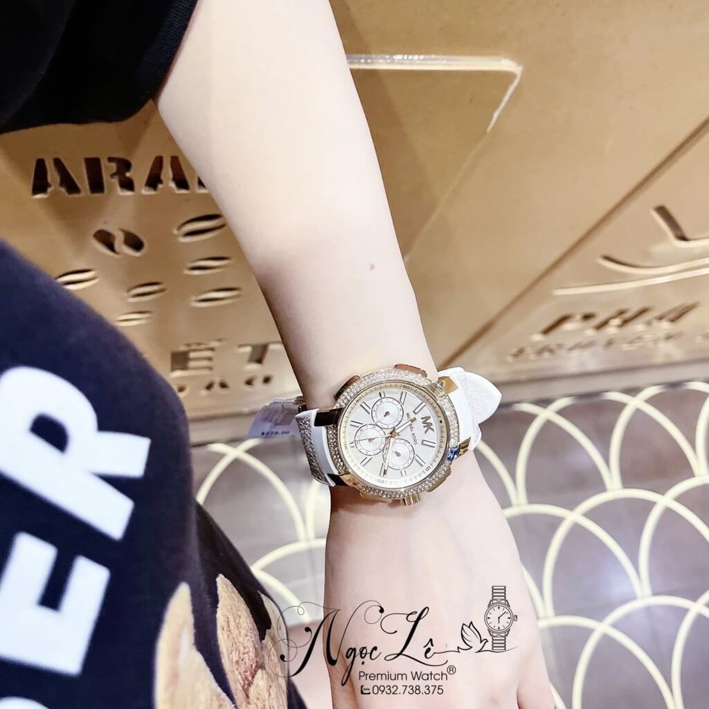 Đồng Hồ Nữ Michael Kors Oversized MK7221 Dây Da Trắng Kem 42mm Shop ...