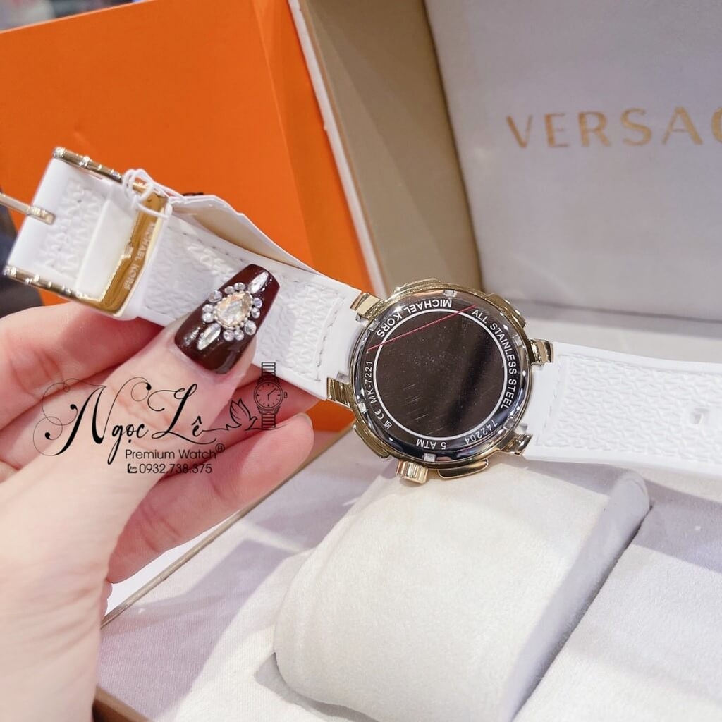 Đồng Hồ Nữ Michael Kors Oversized MK7221 Dây Da Trắng Kem 42mm Shop ...