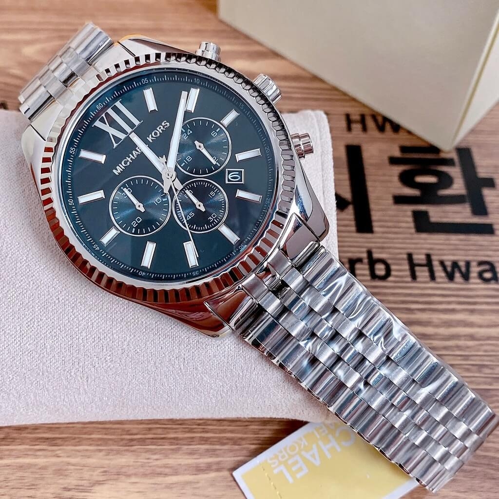 Đồng Hồ Nam Michael Kors Lexington MK8602 Mặt Đen Vỏ Silver Size 45mm ...