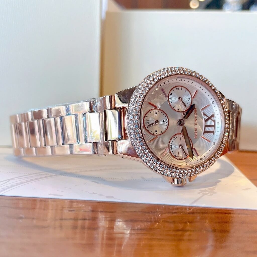 Đồng Hồ Nữ Michael Kors Camille MK6845 Dây Inox Đính Đá Vỏ Rose