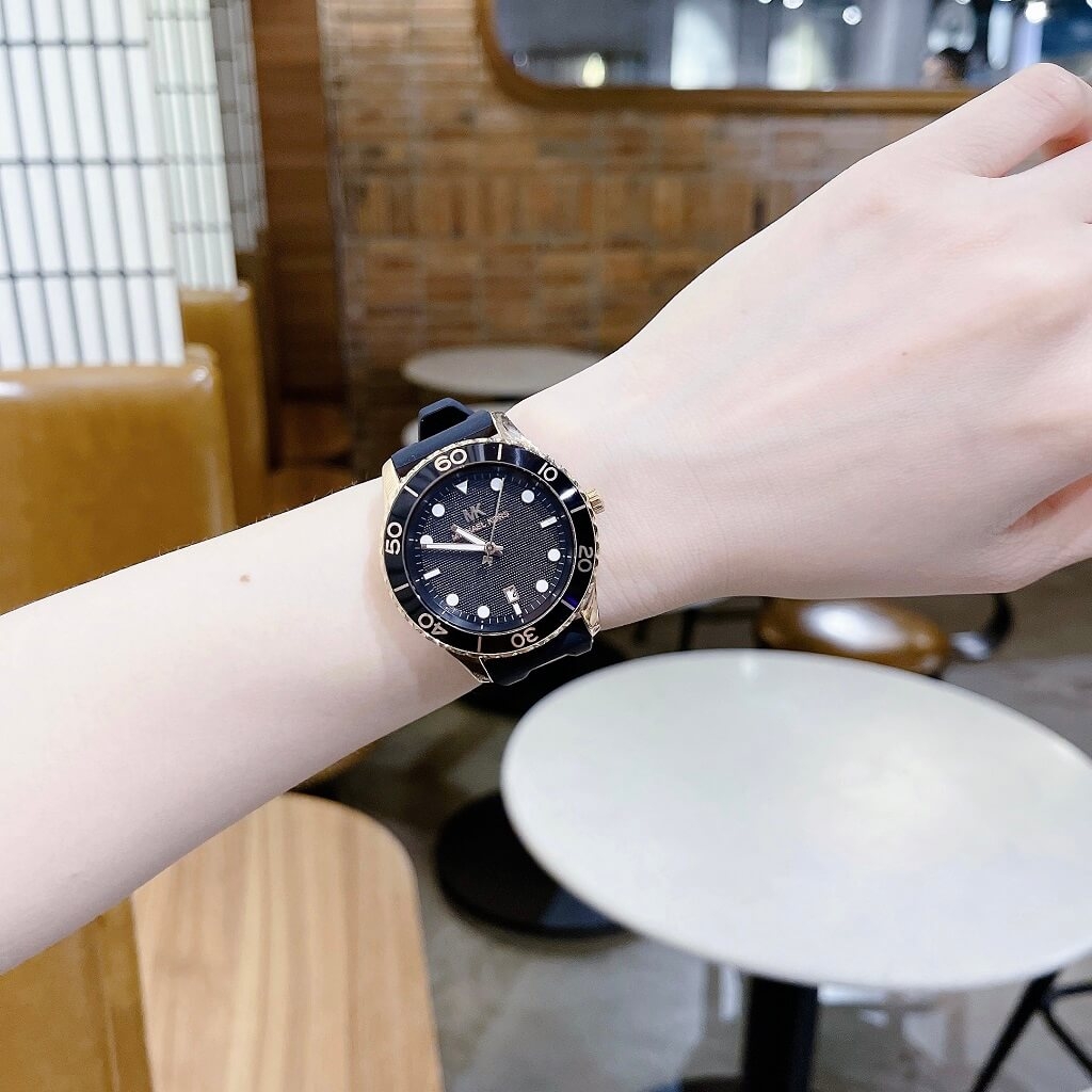 Đồng Hồ Nữ Michael Kors MK6852 Dây Silicone Đen Vỏ Rose Gold Size 40mm ...