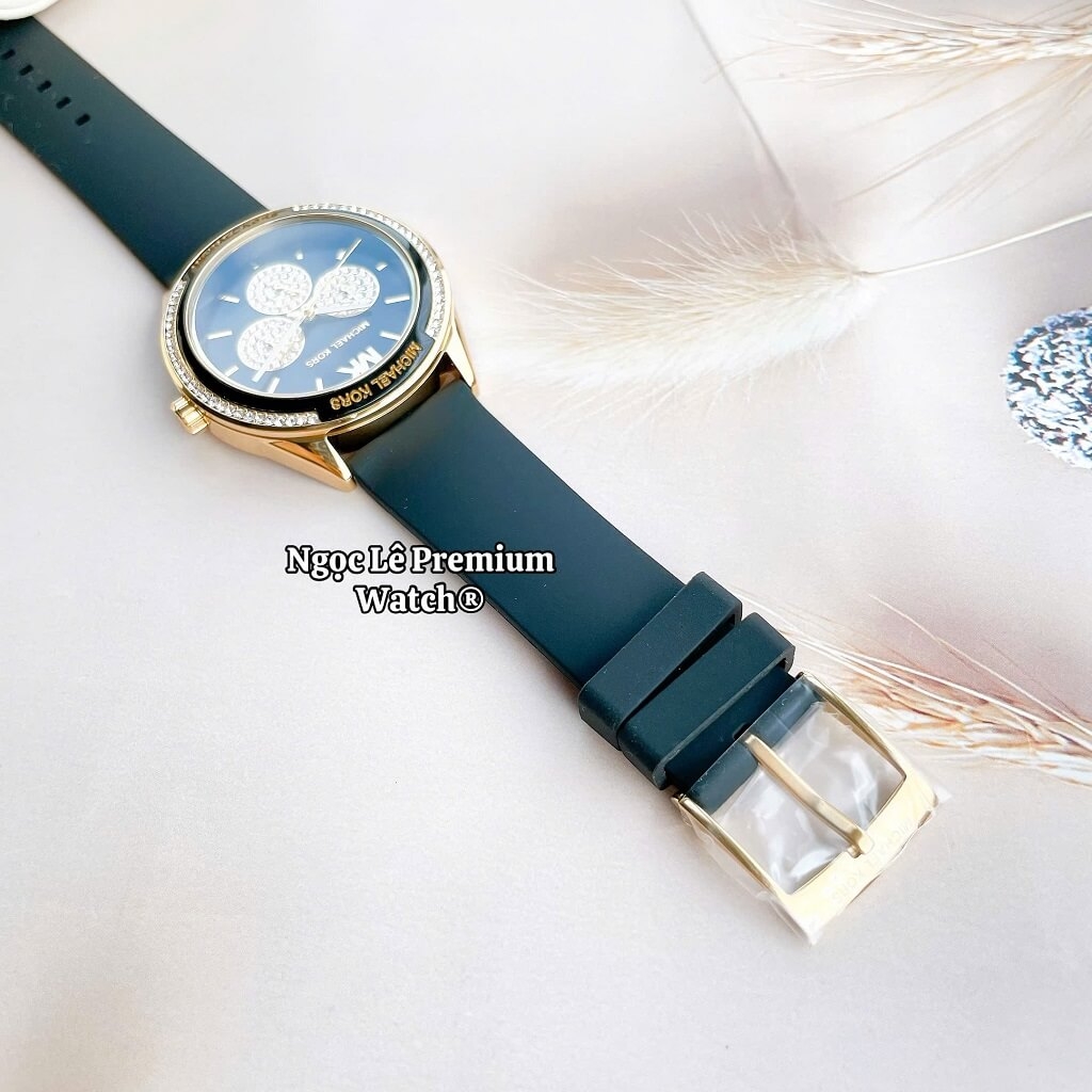 Đồng Hồ Nữ Michael Kors MK6944 Dây Silicone Đen Đính Đá Vỏ Vàng 40mm ...