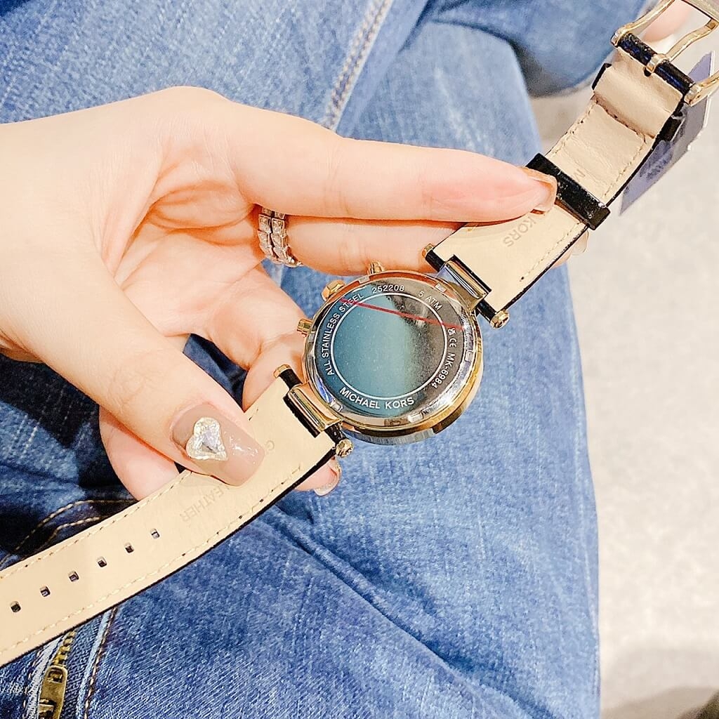 Đồng Hồ Nữ Michael Kors MK6984 Dây Da Đen Viền Đính Đá Size 39mm Shop ...