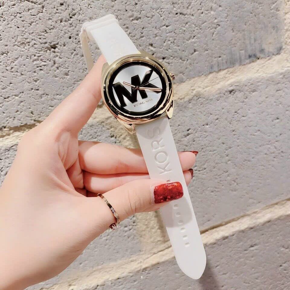 Đồng Hồ Nữ Michael Kors MK7141 Dây Silicone Trắng Vỏ Gold Size 41mm ...