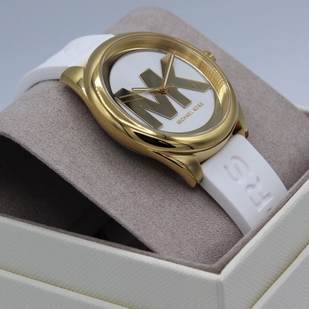 Đồng Hồ Nữ Michael Kors MK7141 Dây Silicone Trắng Vỏ Gold Size 41mm ...