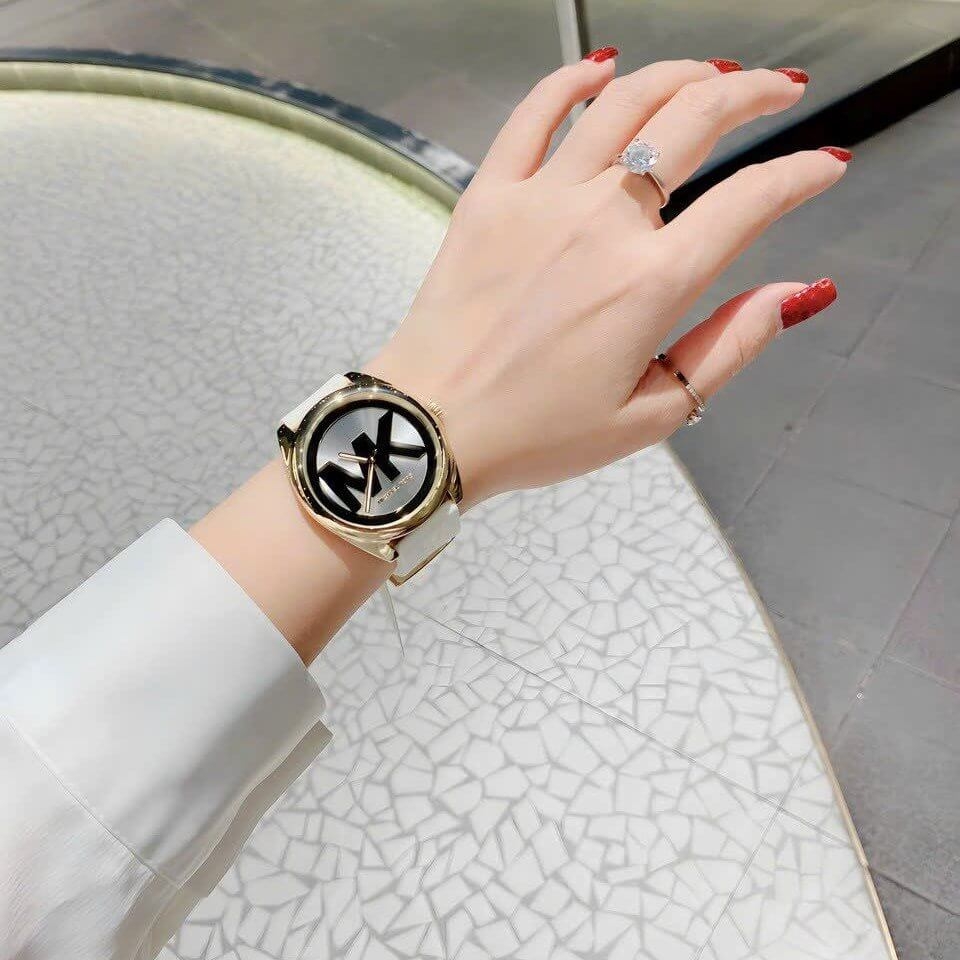 Đồng Hồ Nữ Michael Kors MK7141 Dây Silicone Trắng Vỏ Gold Size 41mm ...