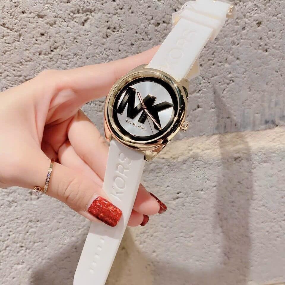 Đồng Hồ Nữ Michael Kors MK7141 Dây Silicone Trắng Vỏ Gold Size 41mm ...