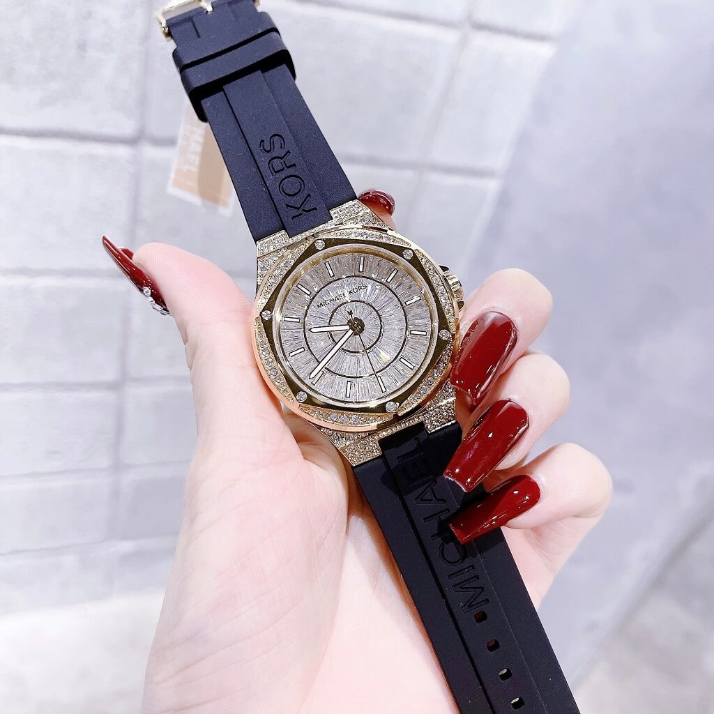 Đồng Hồ Nữ Michael Kors MK7247 Dây Silicone Đen Vỏ Gold Size 41mm Shop ...