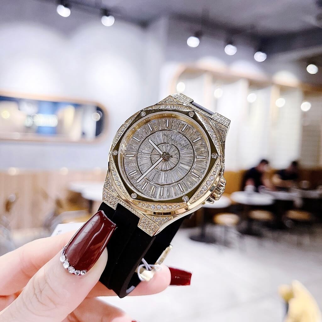 Đồng Hồ Nữ Michael Kors MK7247 Dây Silicone Đen Vỏ Gold Size 41mm Shop ...