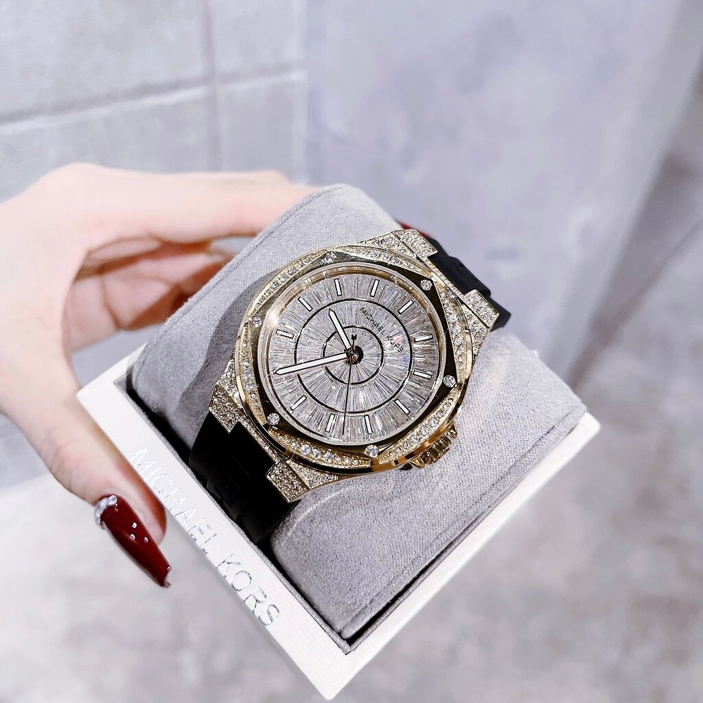 Đồng Hồ Nữ Michael Kors MK7247 Dây Silicone Đen Vỏ Gold Size 41mm Shop ...
