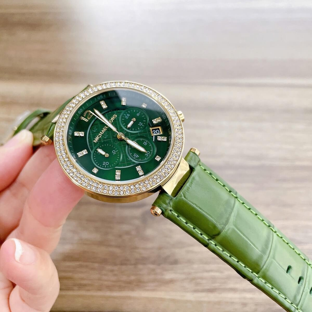 Đồng Hồ Nữ Michael Kors Parker MK6985 Dây Da Xanh Lá Vỏ Gold Size 39mm ...