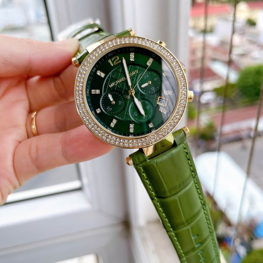 Đồng Hồ Nữ Michael Kors Parker MK6985 Dây Da Xanh Lá Vỏ Gold Size 39mm ...