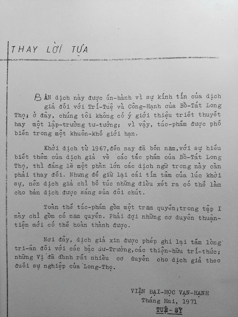 Luận Đại Trí Độ (Tuệ Sỹ dịch từ bản chữ Hán của Kumārajīva, 1971)