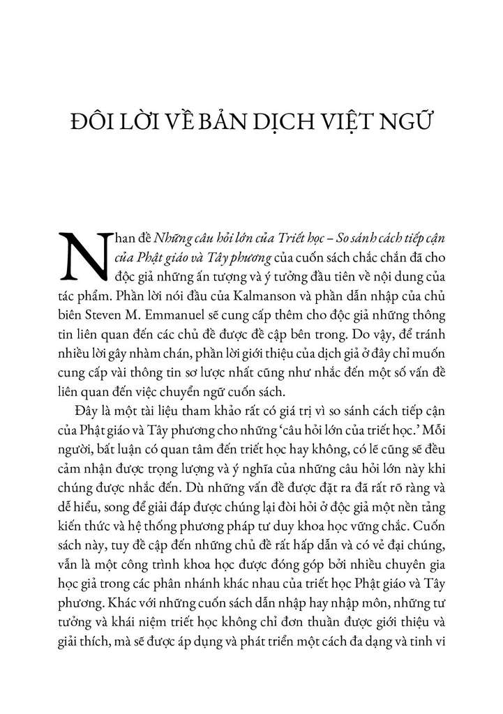 Sách mới - NHỮNG CÂU HỎI LỚN CỦA TRIẾT HỌC – So sánh cách tiếp cận của Phật giáo và Tây phương